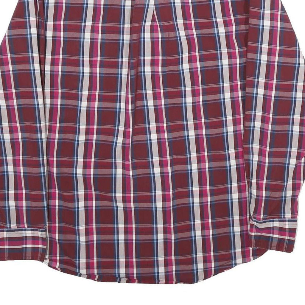 CHAPS Mens Red & Blue Check Shirt M Classic Long Sleeve Button-Down Cotton