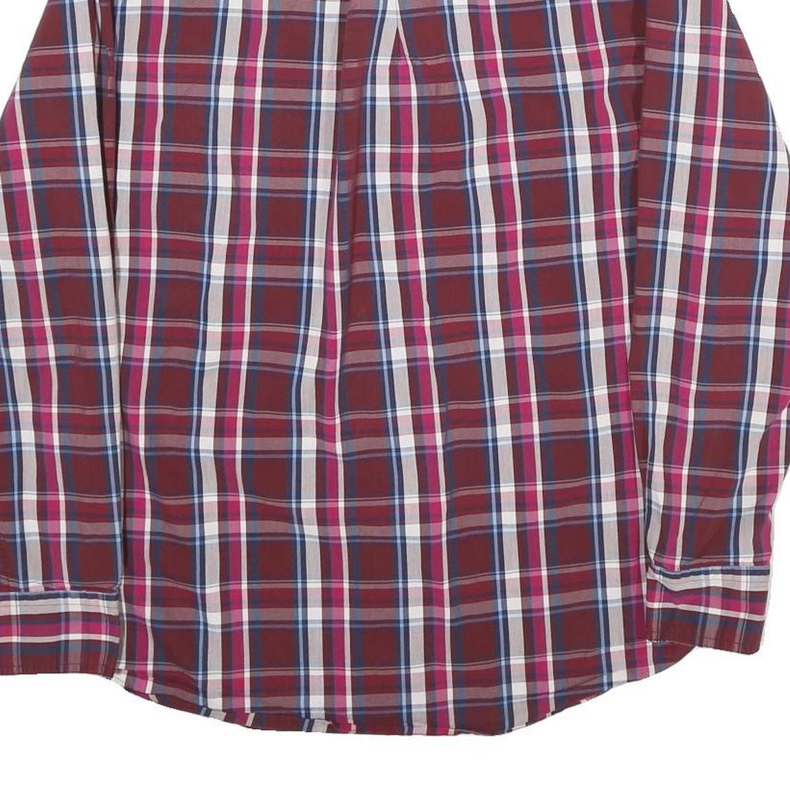 CHAPS Mens Red & Blue Check Shirt M Classic Long Sleeve Button-Down Cotton