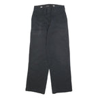 DICKIES Womens Cotton Blend Black Loose Fit Straight Trousers W26 L30 Casual