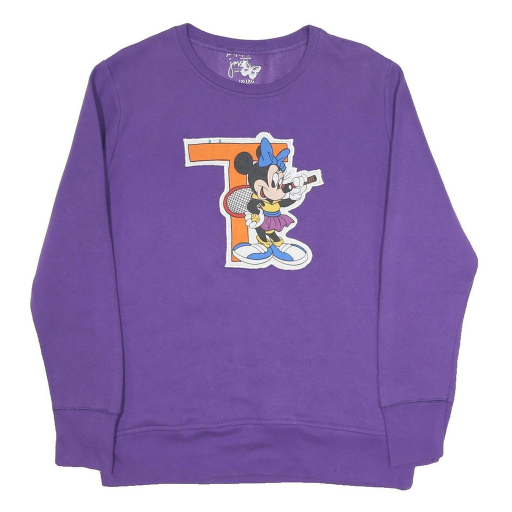 JMS Womens Purple Minnie Mouse Crew Neck XL Cotton Blend Sweatshirt Pullover