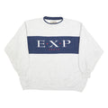 EXP Mens Grey & Navy Crew Neck L Sweatshirt Cotton Blend Casual Pullover