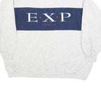 EXP Mens Grey & Navy Crew Neck L Sweatshirt Cotton Blend Casual Pullover