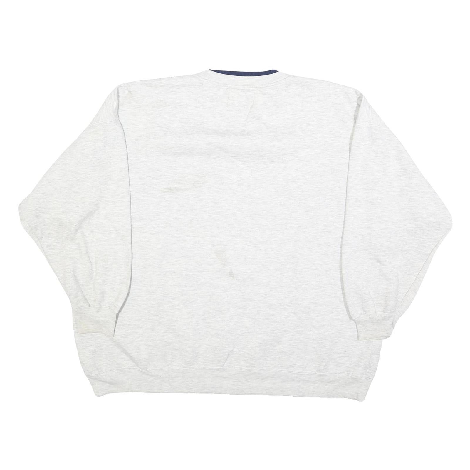 EXP Mens Grey & Navy Crew Neck L Sweatshirt Cotton Blend Casual Pullover