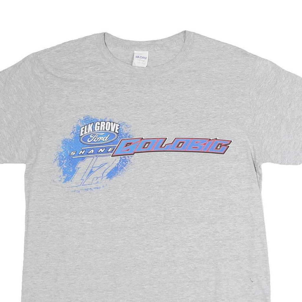 GILDAN Mens Grey Shane Golobic Graphic T-Shirt M Short Sleeve Crew Neck Racing