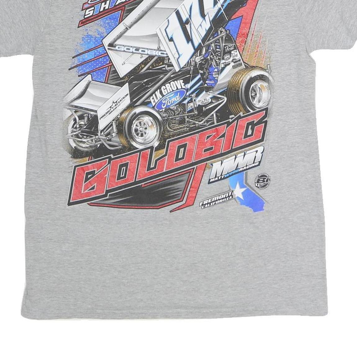 GILDAN Mens Grey Shane Golobic Graphic T-Shirt M Short Sleeve Crew Neck Racing