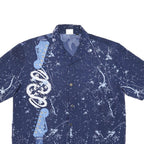 HARD ROCK CAFE Mens Blue & Light Blue Guitar Print Shirt L Polyester Blend