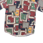 NATURAL ISSUE Mens Navy Green Red Print Cotton Blend Shirt L Golf Theme Casual