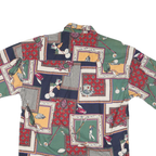 NATURAL ISSUE Mens Navy Green Red Print Cotton Blend Shirt L Golf Theme Casual