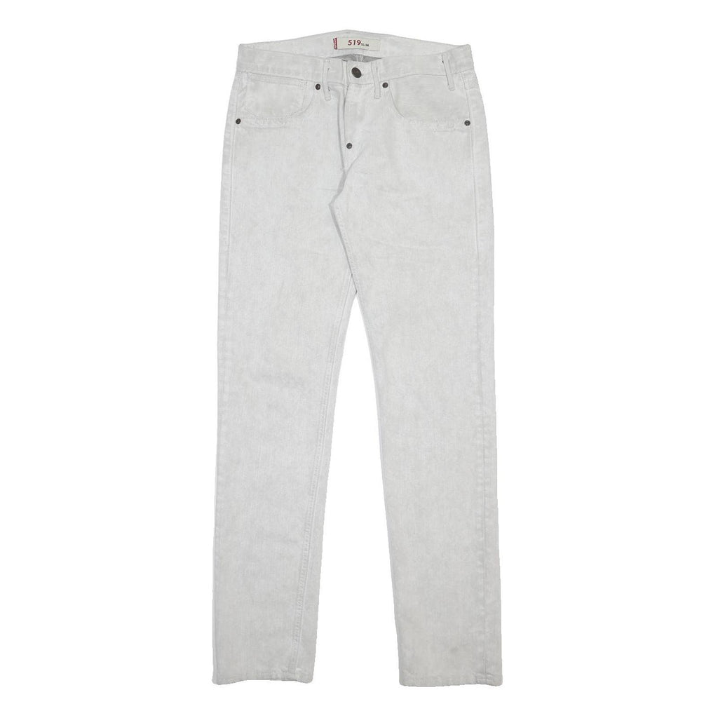 LEVI'S 519 Mens Jeans White Slim Skinny Denim W31 L34 Cotton Blend Zip