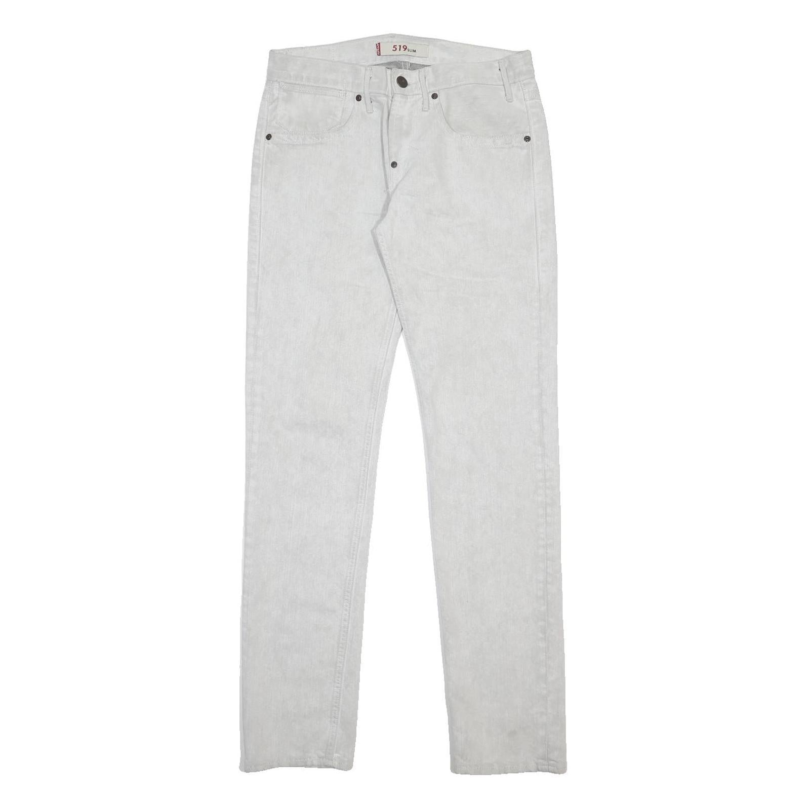 LEVI'S 519 Mens Jeans White Slim Skinny Denim W31 L34 Cotton Blend Zip