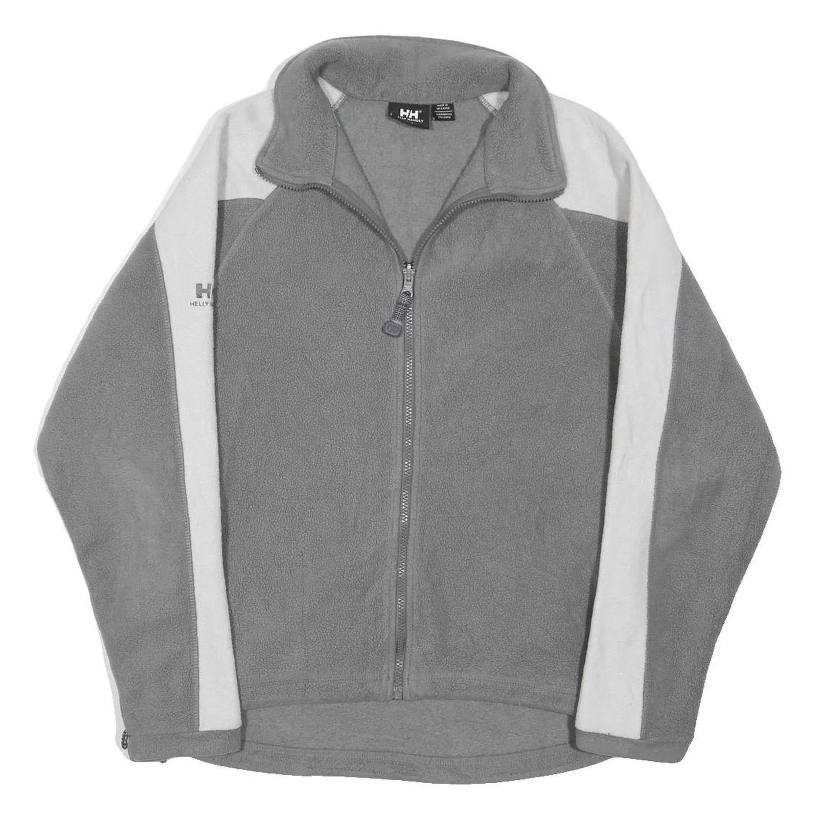 HELLY HANSEN Womens Grey & White Fleece Jacket S Polyester Blend Zip Outdoor