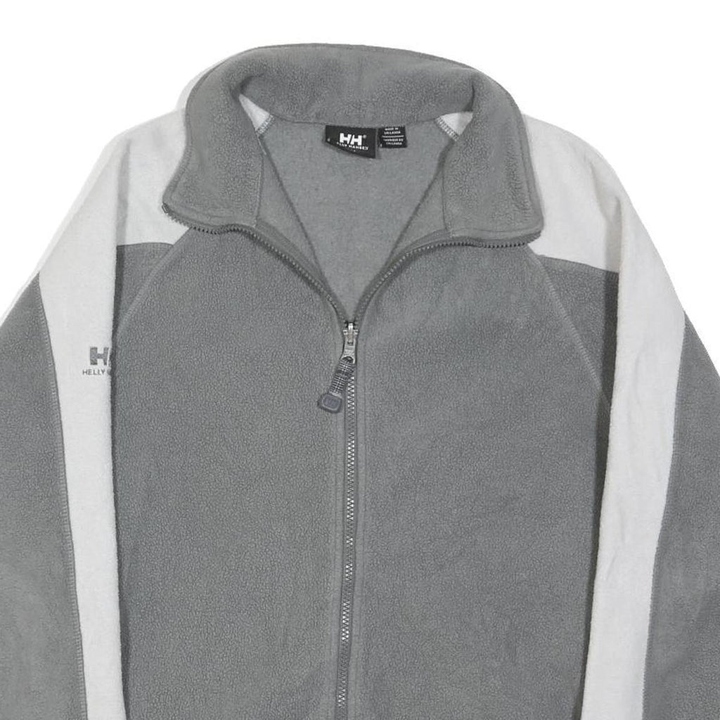 HELLY HANSEN Womens Grey & White Fleece Jacket S Polyester Blend Zip Outdoor