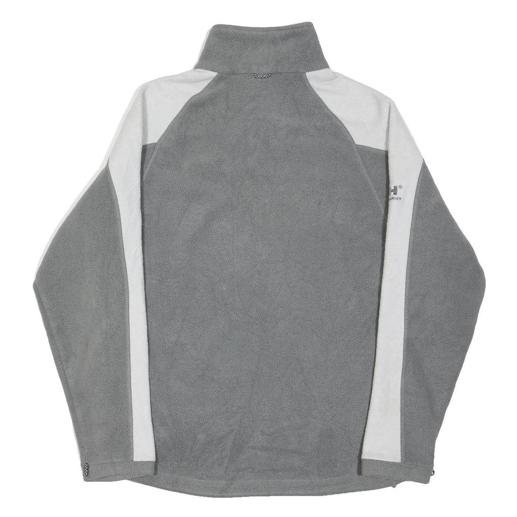HELLY HANSEN Womens Grey & White Fleece Jacket S Polyester Blend Zip Outdoor