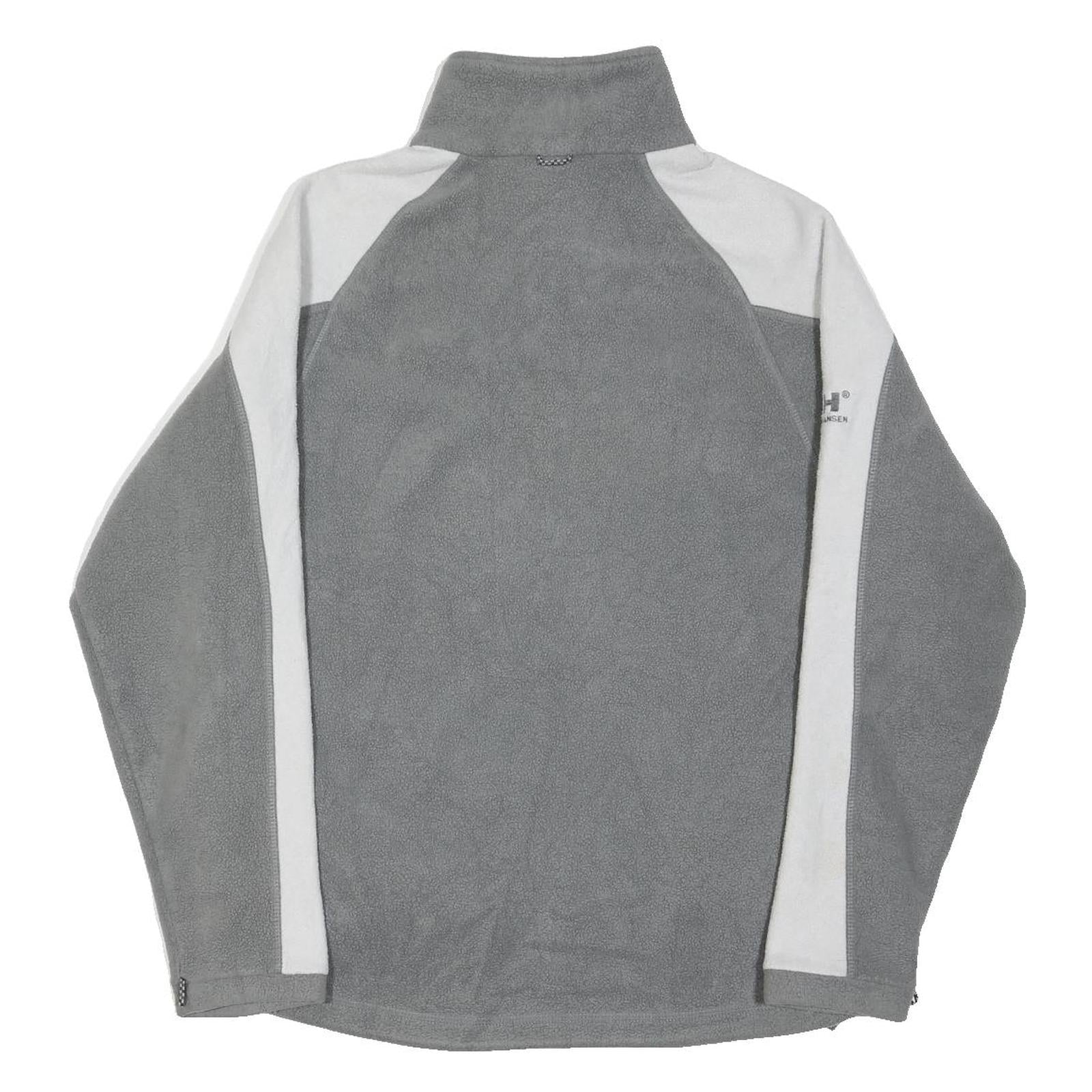 HELLY HANSEN Womens Grey & White Fleece Jacket S Polyester Blend Zip Outdoor