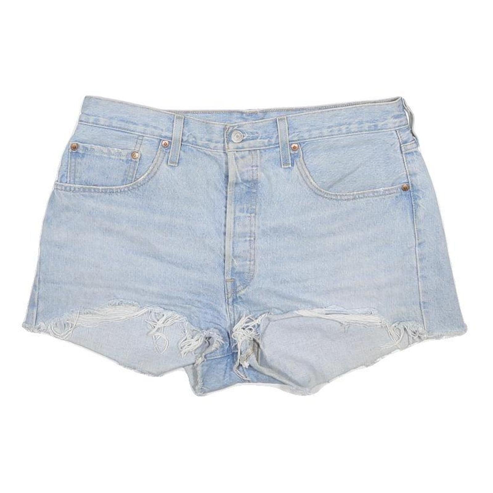 LEVI'S Womens Light Blue Denim Cut-Off Shorts M W32 Casual Classic Cotton