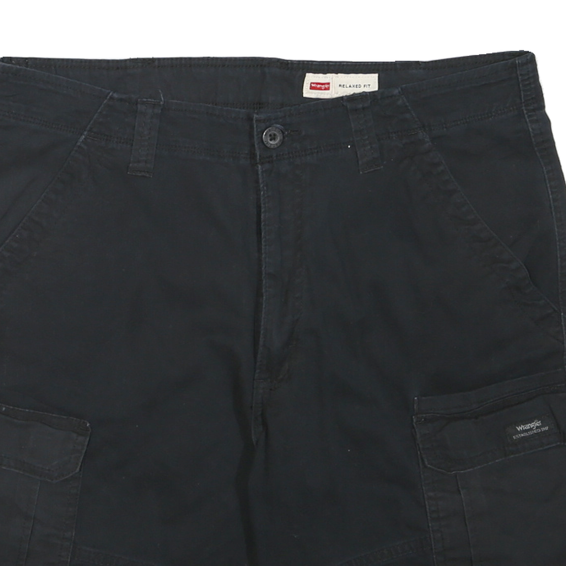 WRANGLER Mens Black Cargo Shorts L W36 Relaxed Fit Cotton Blend Comfortable