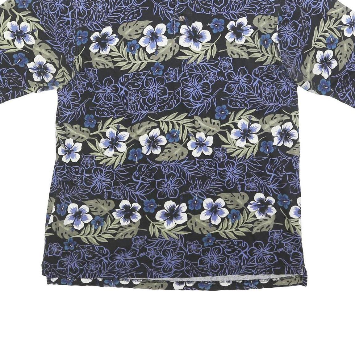 STRAIGHT DOWN Mens Black Blue Green Floral Short Sleeve Polo Shirt M Cotton