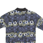 STRAIGHT DOWN Mens Black Blue Green Floral Short Sleeve Polo Shirt M Cotton