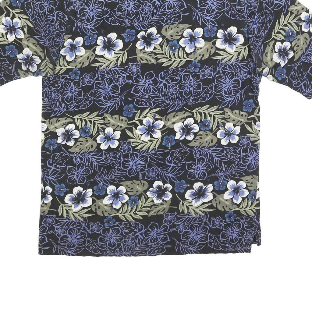 STRAIGHT DOWN Mens Black Blue Green Floral Short Sleeve Polo Shirt M Cotton