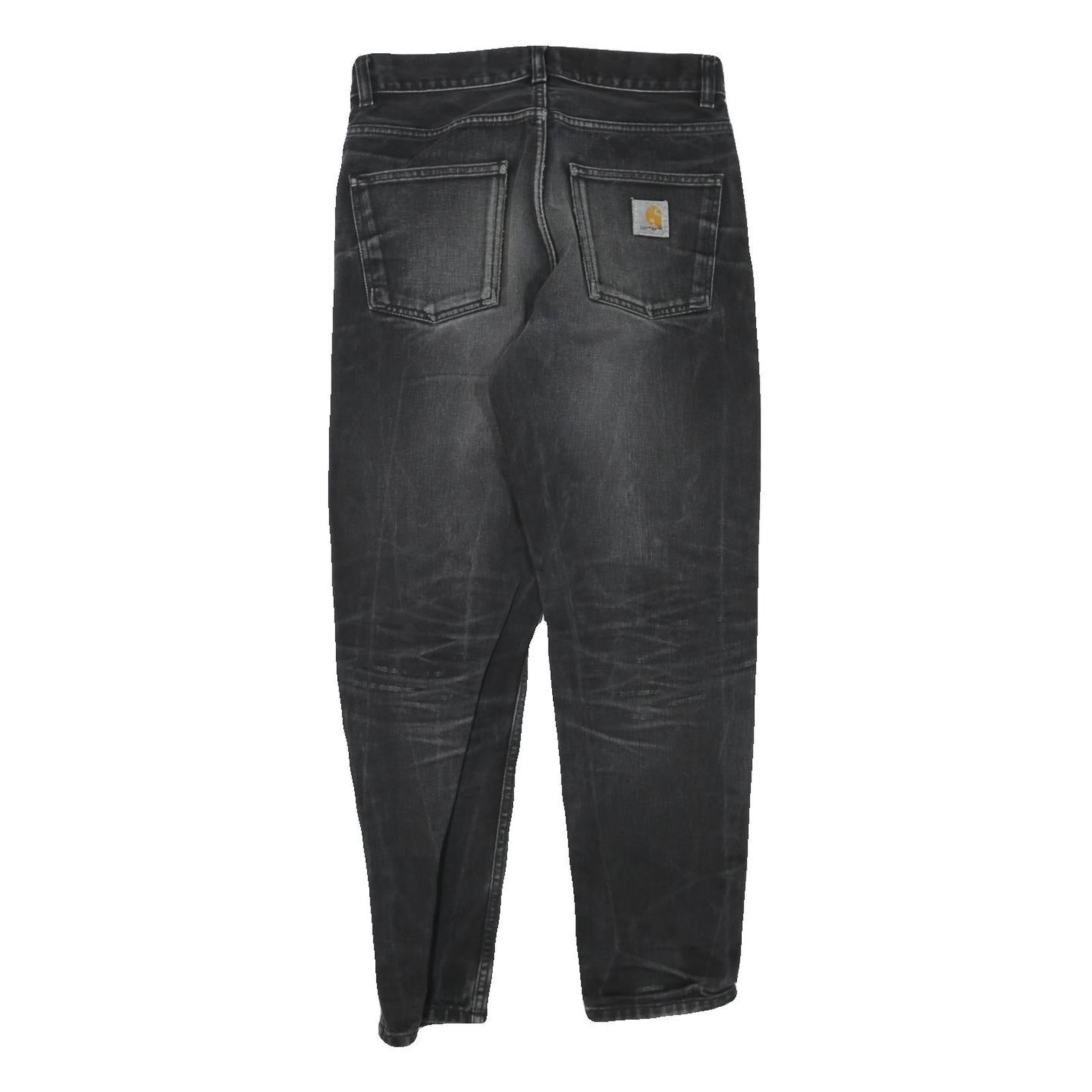 CARHARTT Womens Regular Fit Black Denim Relaxed Straight Jeans W30 L28 Zip