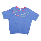 KORET Womens Blue Cotton Blend Embroidered Crew Neck XL Casual Sweatshirt