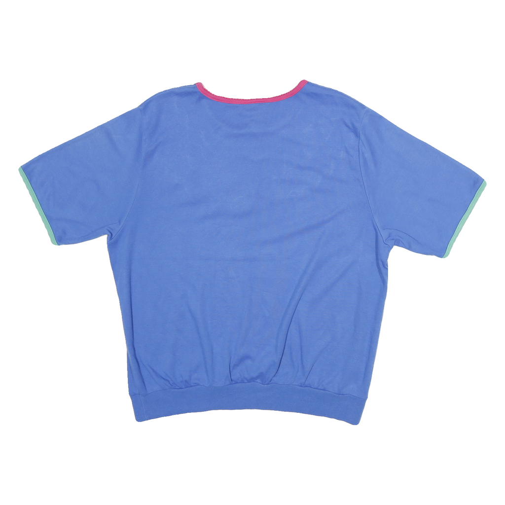 KORET Womens Blue Cotton Blend Embroidered Crew Neck XL Casual Sweatshirt
