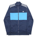 ADIDAS Boys Navy Blue & Sky Blue Track Jacket 15-16Y Polyester Zip Sportswear