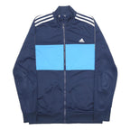 ADIDAS Boys Navy Blue & Sky Blue Track Jacket 15-16Y Polyester Zip Sportswear