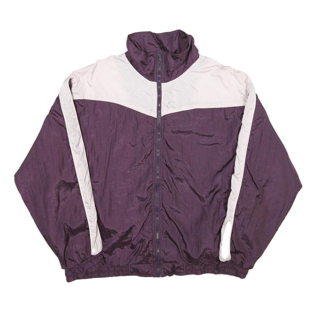 CASUAL CONCEPTS Womens Purple & White Zip Jacket XL Nylon Plain Colourblock