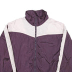 CASUAL CONCEPTS Womens Purple & White Zip Jacket XL Nylon Plain Colourblock