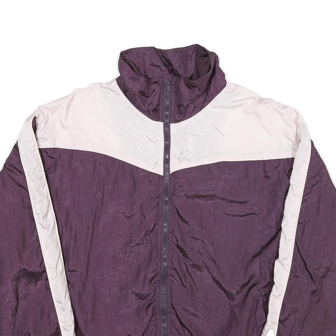 CASUAL CONCEPTS Womens Purple & White Zip Jacket XL Nylon Plain Colourblock