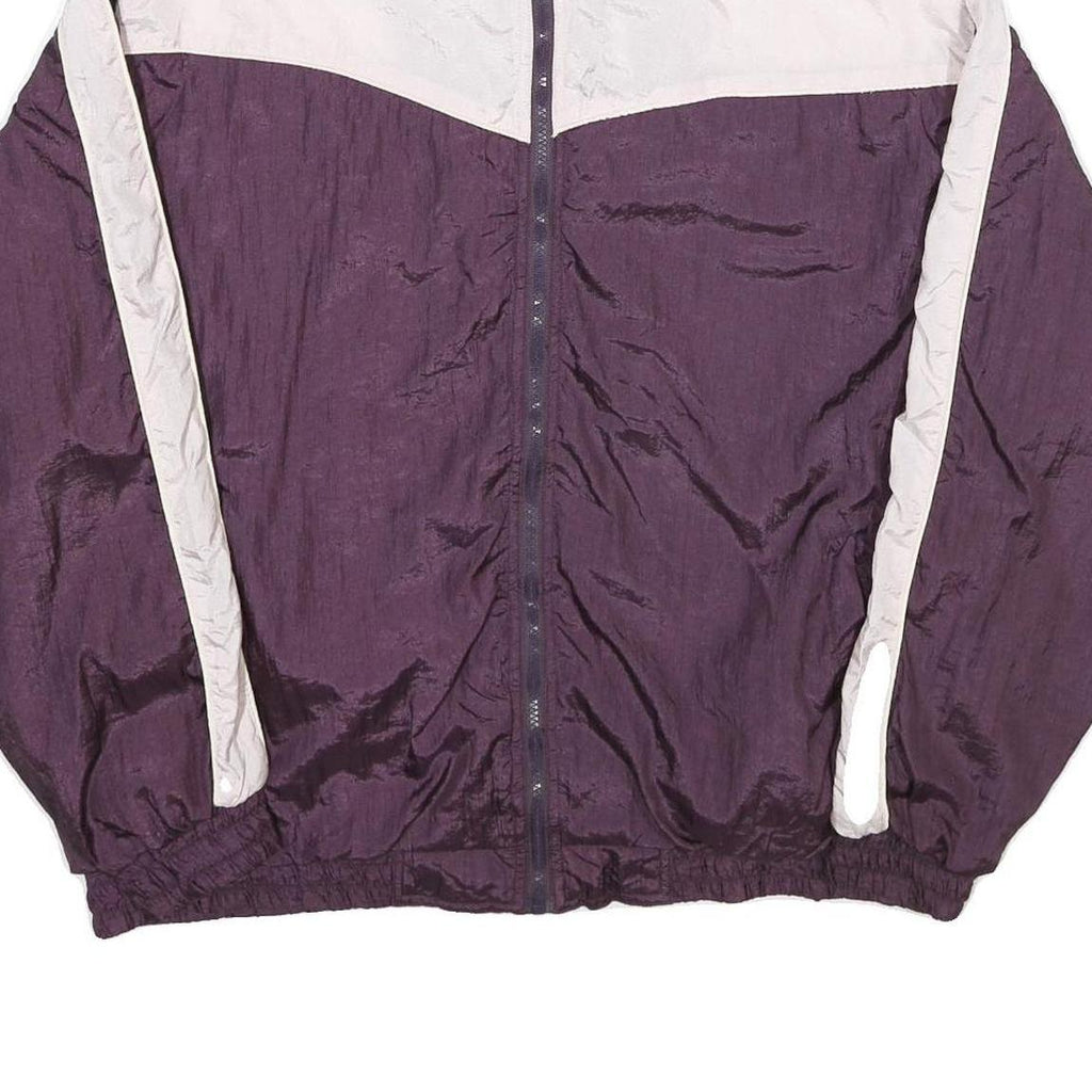 CASUAL CONCEPTS Womens Purple & White Zip Jacket XL Nylon Plain Colourblock
