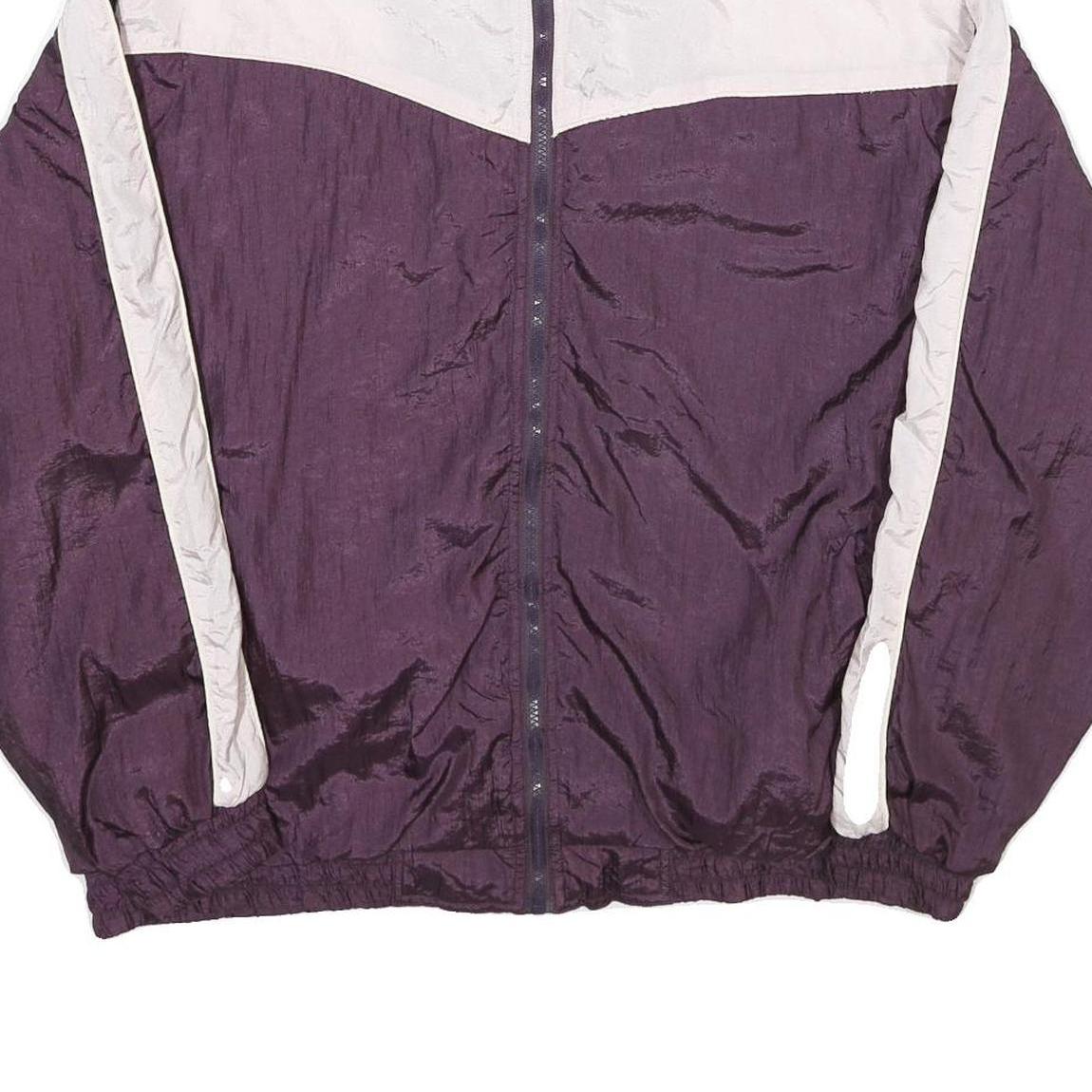 CASUAL CONCEPTS Womens Purple & White Zip Jacket XL Nylon Plain Colourblock