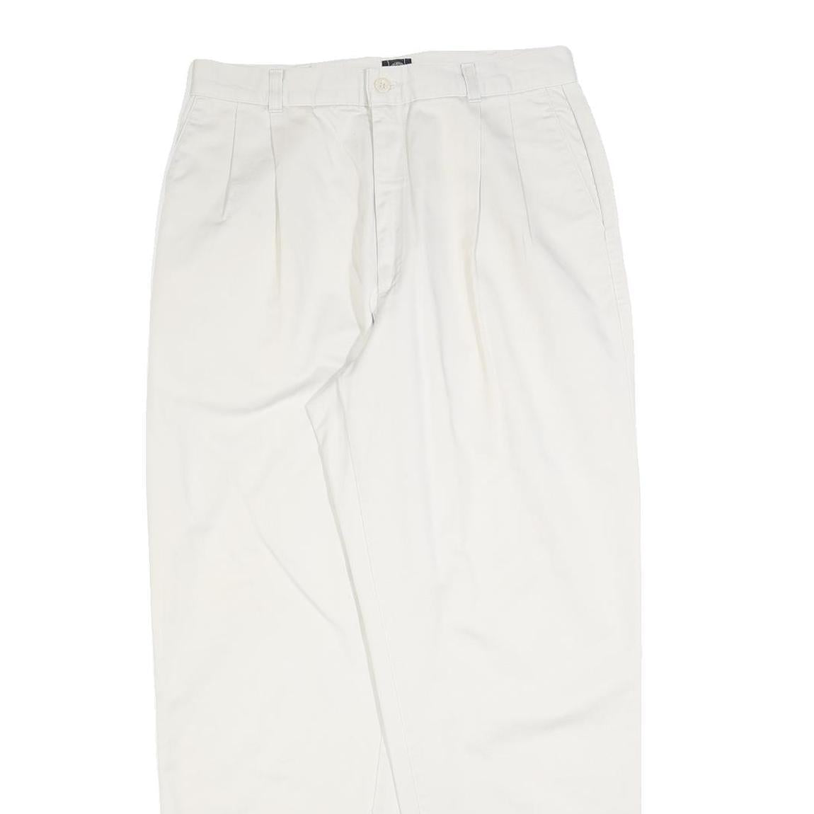 DOCKERS Womens White Regular Fit Straight Leg Trousers W29 L28 Cotton Blend Zip