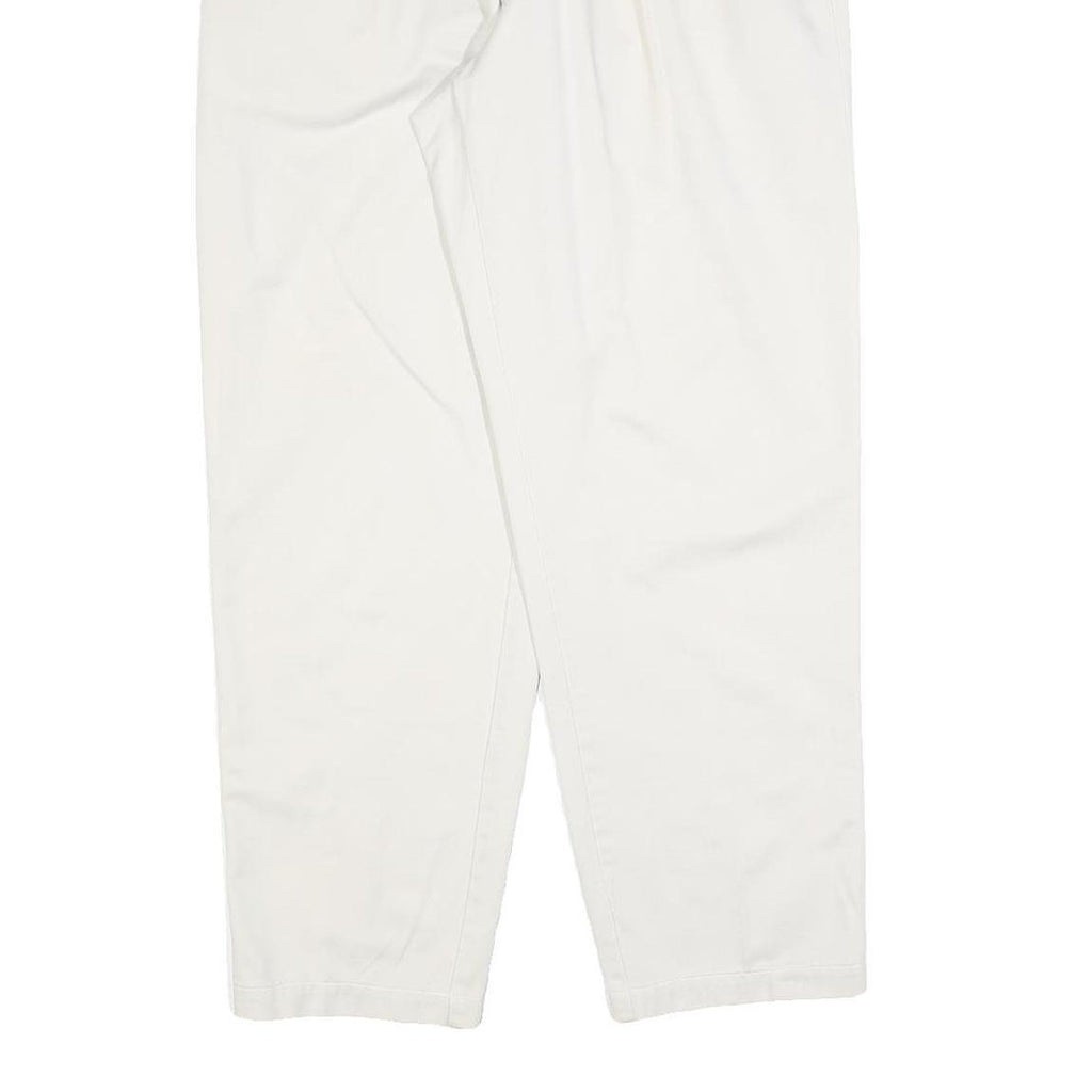 DOCKERS Womens White Regular Fit Straight Leg Trousers W29 L28 Cotton Blend Zip