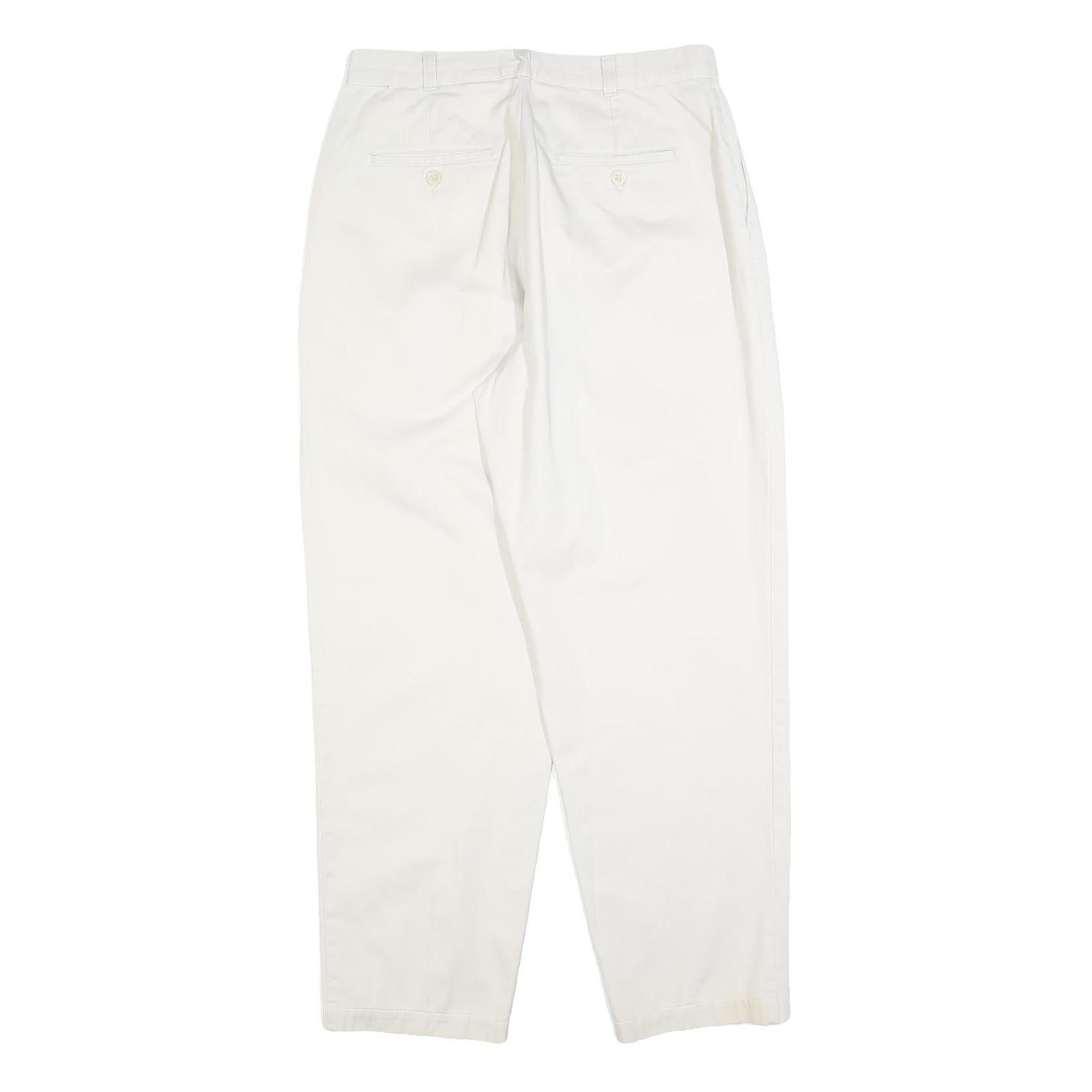 DOCKERS Womens White Regular Fit Straight Leg Trousers W29 L28 Cotton Blend Zip