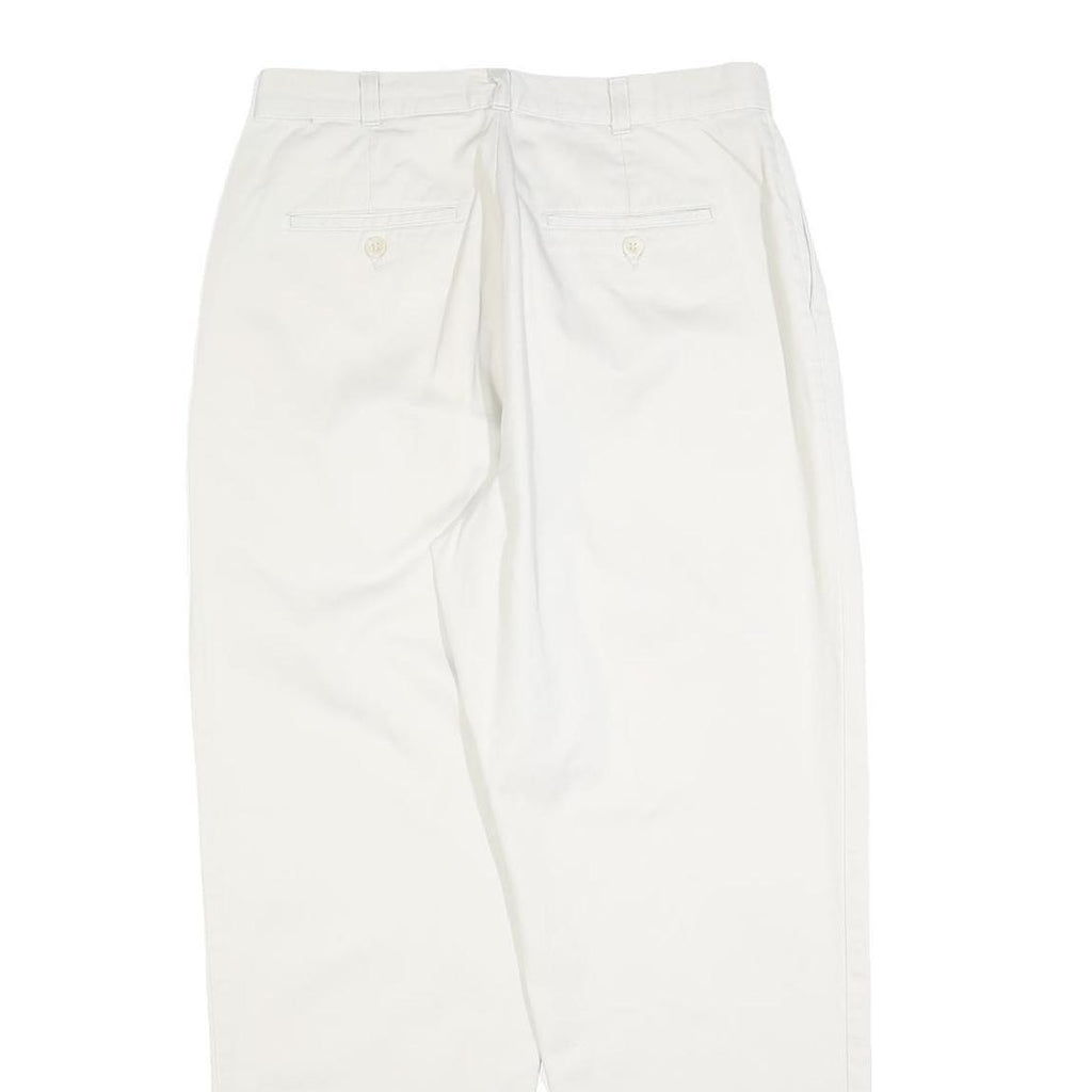 DOCKERS Womens White Regular Fit Straight Leg Trousers W29 L28 Cotton Blend Zip