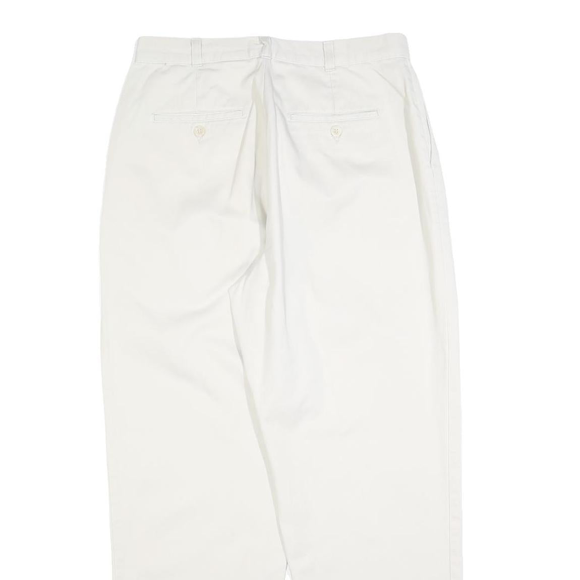 DOCKERS Womens White Regular Fit Straight Leg Trousers W29 L28 Cotton Blend Zip