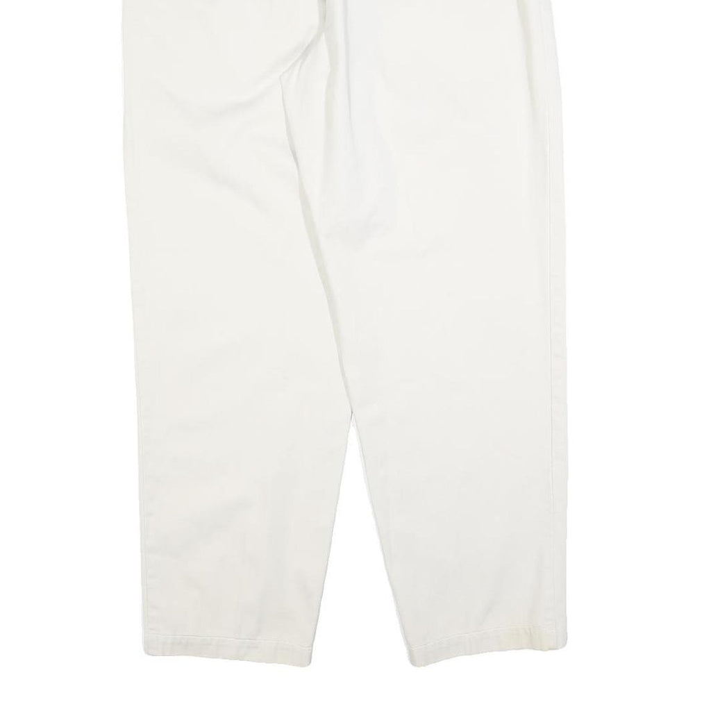 DOCKERS Womens White Regular Fit Straight Leg Trousers W29 L28 Cotton Blend Zip