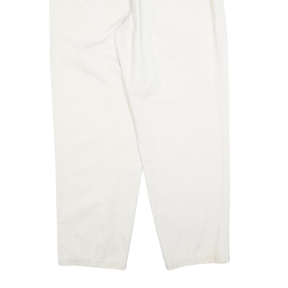 DOCKERS Womens White Regular Fit Straight Leg Trousers W29 L28 Cotton Blend Zip