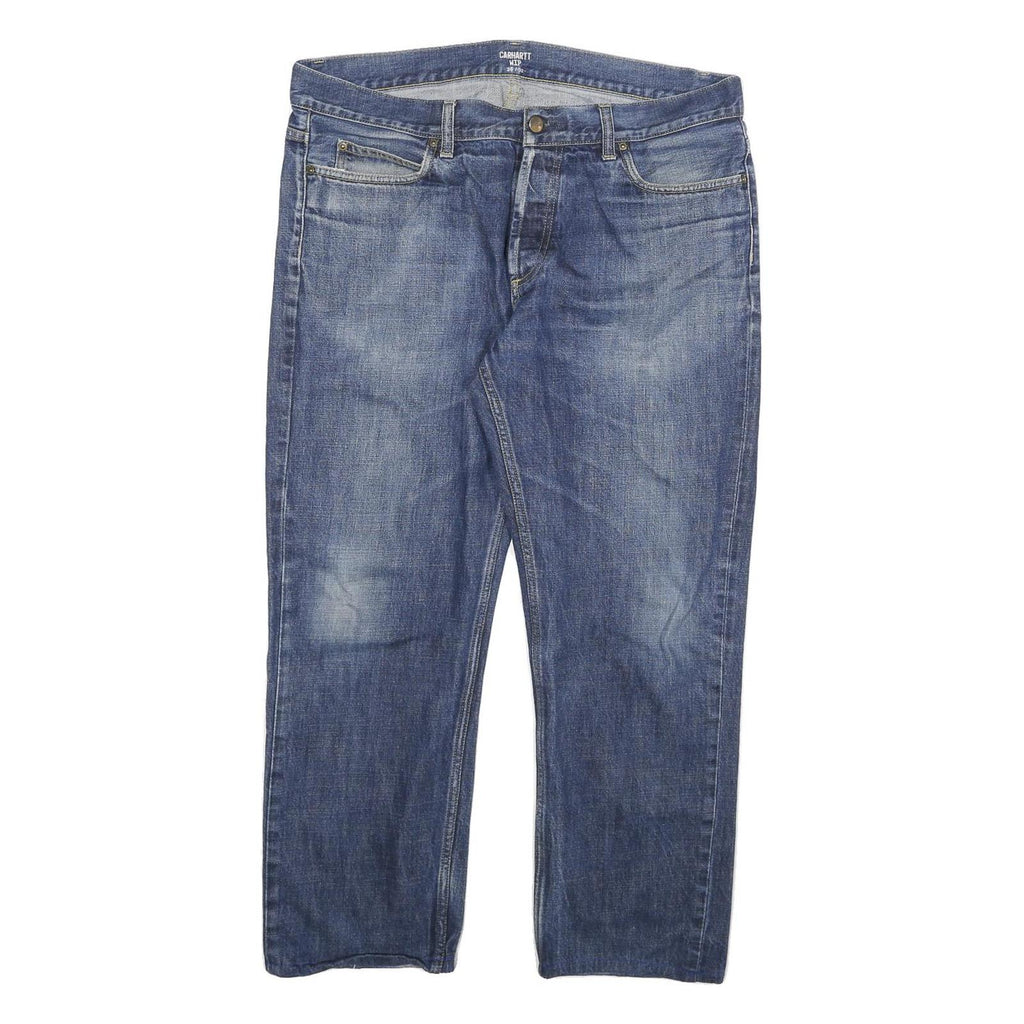CARHARTT Mens Regular Fit Blue Denim Jeans W36 L26 Zip Closure Classic Style