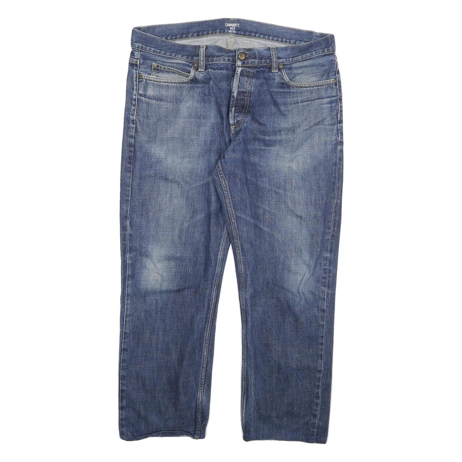 CARHARTT Mens Regular Fit Blue Denim Jeans W36 L26 Zip Closure Classic Style