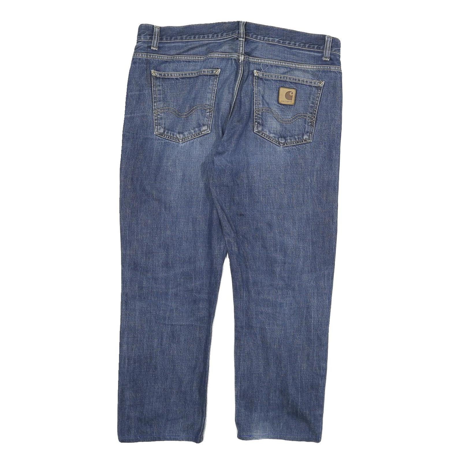 CARHARTT Mens Regular Fit Blue Denim Jeans W36 L26 Zip Closure Classic Style