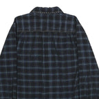 TRUE GRIT Mens Black & Blue Check Shirt M Cotton Long Sleeve Casual