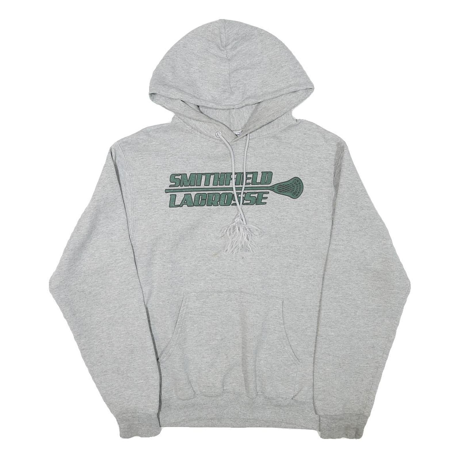 CHAMPION Mens Grey Smithfield Lacrosse Hoodie S Cotton Blend Pullover