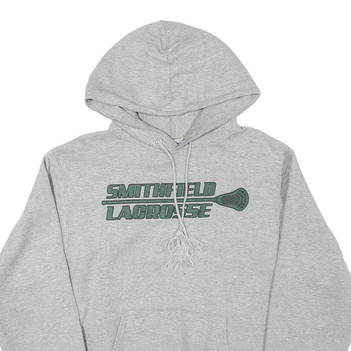 CHAMPION Mens Grey Smithfield Lacrosse Hoodie S Cotton Blend Pullover