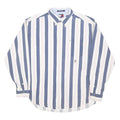 TOMMY HILFIGER Mens Blue & White Striped Shirt L Long Sleeve Button Down Pocket