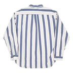 TOMMY HILFIGER Mens Blue & White Striped Shirt L Long Sleeve Button Down Pocket