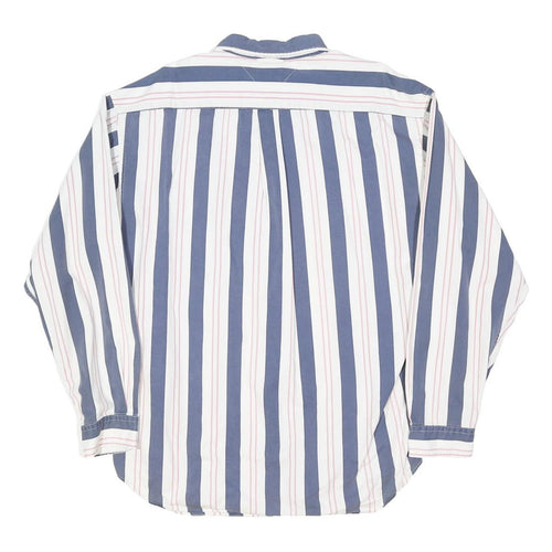 TOMMY HILFIGER Mens Blue & White Striped Shirt L Long Sleeve Button Down Pocket