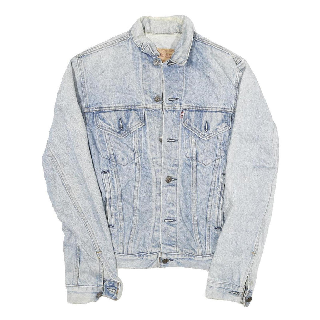 LEVI'S Womens Blue Cotton Blend Denim Jacket S Button Plain Classic Fit